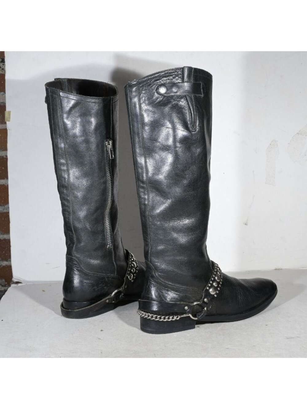 Golden Goose Deluxe Brand Studded Harness Biker Boots Black Leather Buckle Made - Picture 3 of 8